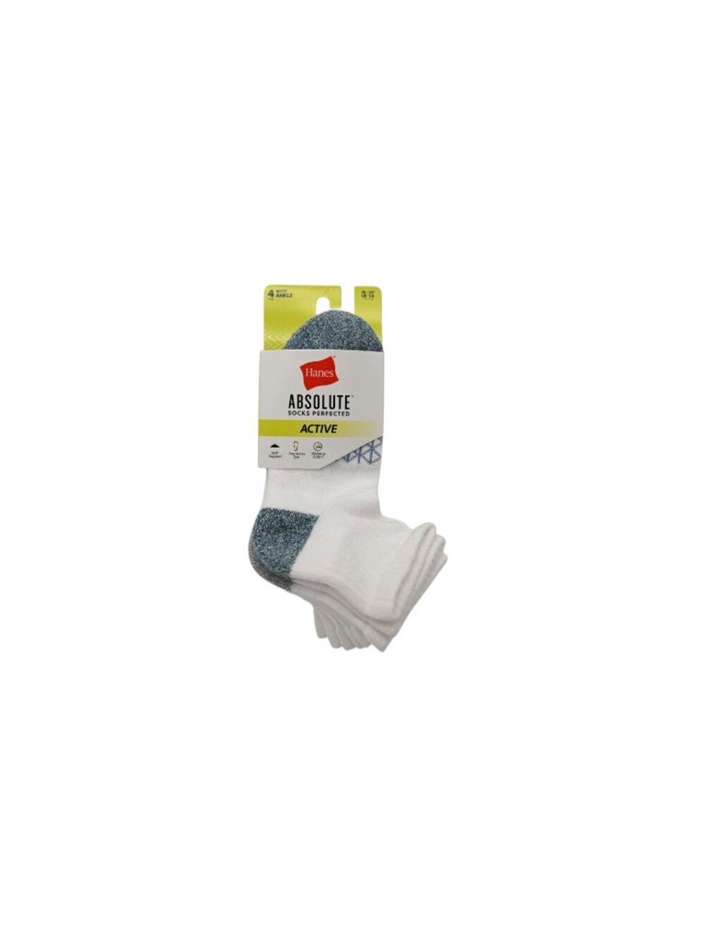 NIP Hanes Absolute Active 4 Pack Ankle Socks Kids Shoe Sz 3-9 L White Athletic